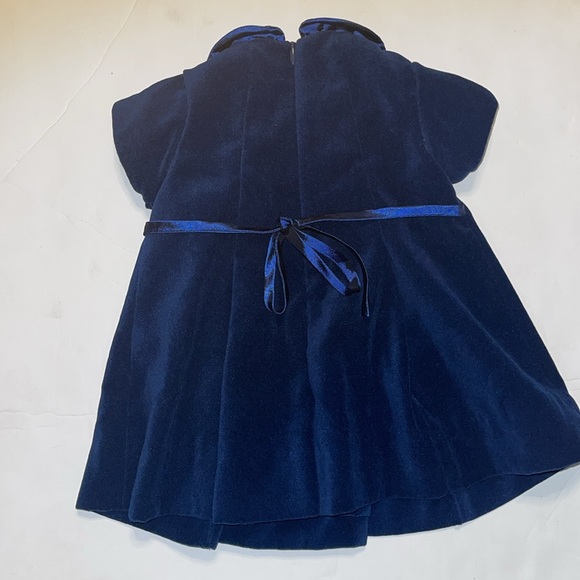 Florence Eiseman blue velvet dress with rosette ribbon tie back 6 months - Picture 2 of 3